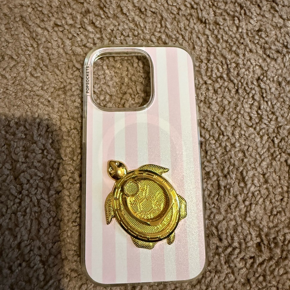 PopSocket Pink and Gold Turtle Phone Case